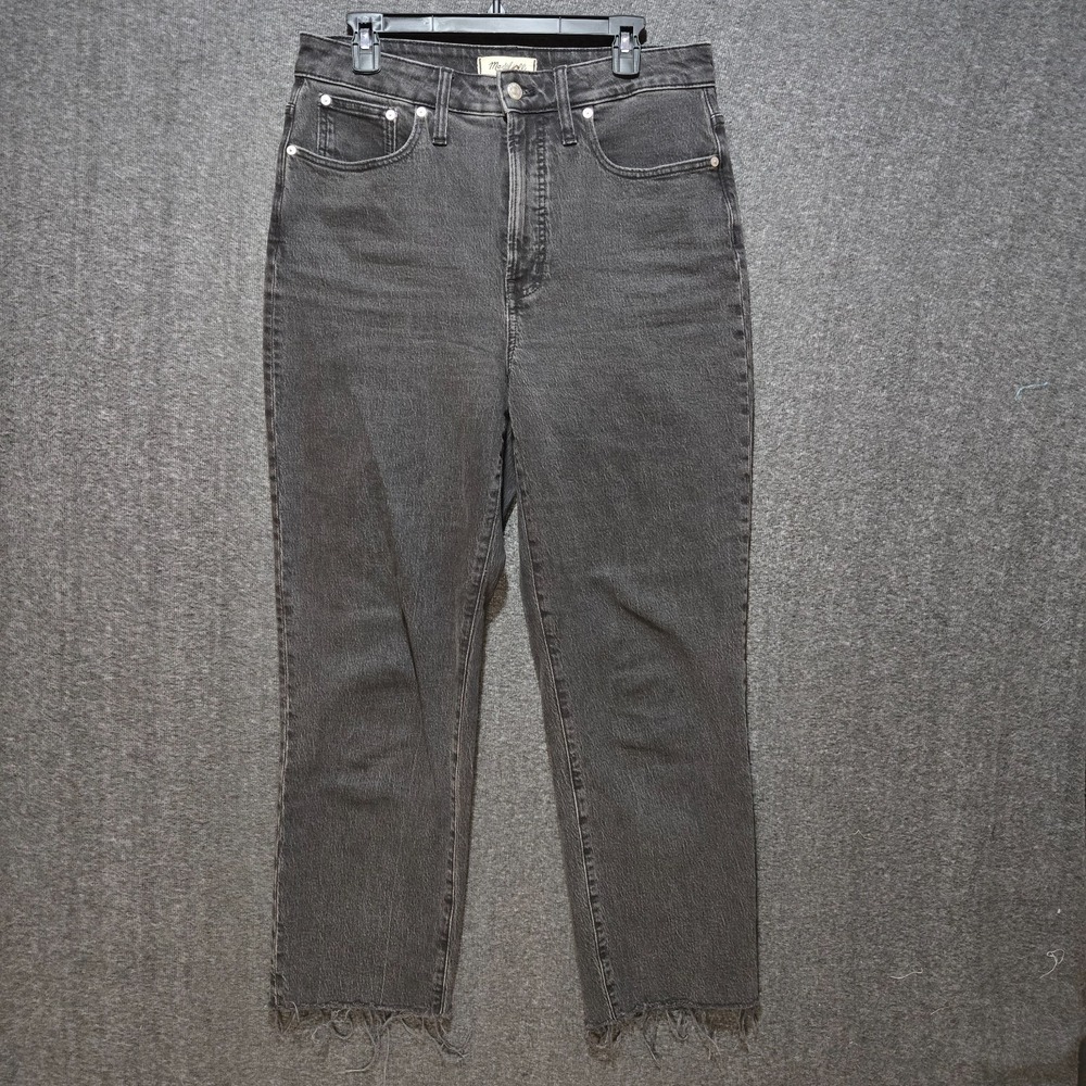 Madewell Curvy Perfect Vintage Straight Jean Black Sz 30 32x28 Raw Hem